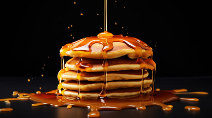 Fototapeta na wymiar Stack of american breakfast pancakes with syrup.