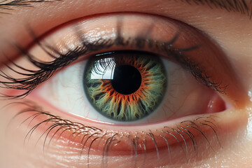 Green close-up pupil human eye , macro shoot