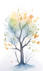 Tree branches on top in the style of watercolor painting. Printing for large-format printing, Generative AI