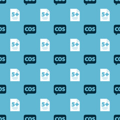 Set Mathematics function cosine and Test or exam sheet on seamless pattern. Vector