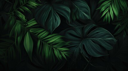 Fototapeta na wymiar Green leaves fern tropical rainforest background