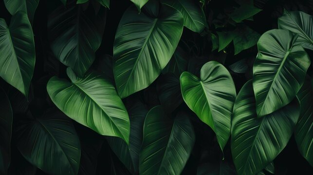 Green leaves fern tropical rainforest background