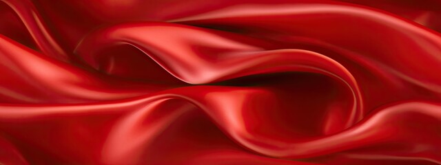 Obraz premium Seamless red silk satin fabric abstract background. Drapery fold crease wavy crumpled. Shiny glitter shimmer shine. Luxury beauty rich. Sexy passion romantic romance. Fluid flow liquid effect. Design.