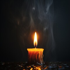 the candle burns and melts in the dark.