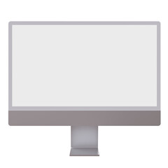 Computer desktop blank monitor, pc lcd white screen isolated, white transparent background. PNG