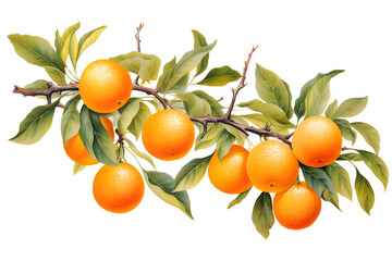 branch of orange on transparent background