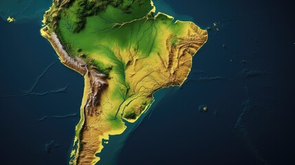 Brazil Topographic Map 3d realistic Brazil map Color 3d illustration.
 - obrazy, fototapety, plakaty