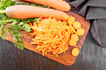 Carrots grated on board top