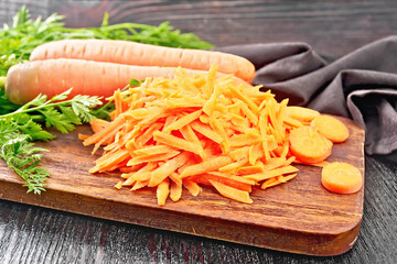 Carrots grated on board