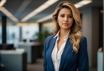 Candid portrait of a powerful, proud and confident young female executive businesswoman standing in a modern office