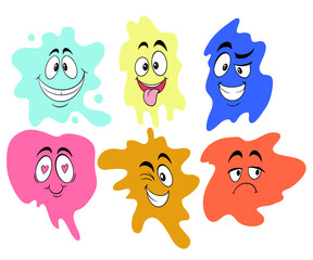 vector facial expressions face emotions grimaces cartoon set