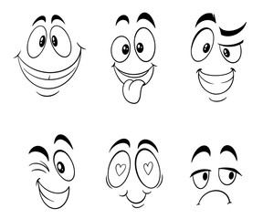 vector facial expressions face emotions grimaces cartoon set