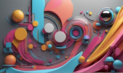 Abstract Colourful 3D Various Shapes Background Template