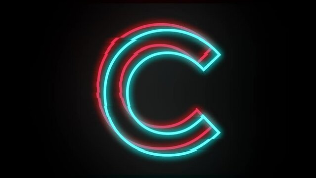 Letter C animated background with glitch style