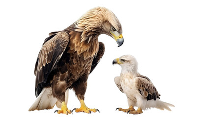 Obraz premium Eagle and little eaglet, cut out