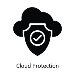 Cloud Protection vector Solid Design illustration. Symbol on White background EPS 10 File