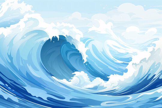 High tide sea water waves, sea waves sea pattern illustration elements