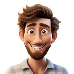 Australian male avatar with sun-kissed skin and light brown hair on an isolated background. Cute PNG.