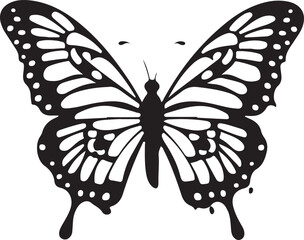 black butterfly silhouette icon, isolated on white background