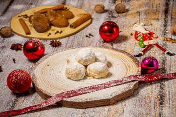 Sweet traditional greek kourabiedes for Christmas