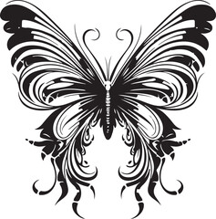 black butterfly silhouette icon, isolated on white background