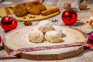 Sweet traditional greek kourabiedes for Christmas