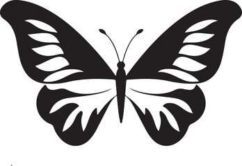 black butterfly silhouette icon, isolated on white background