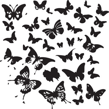 Collection of vintage elegant vector illustrations of butterflies
