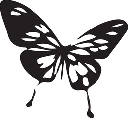 black butterfly silhouette icon, isolated on white background