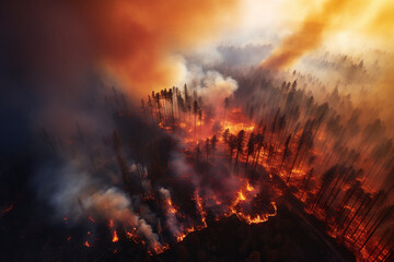 Fototapeta na wymiar Inferno Engulfs Forest Landscape