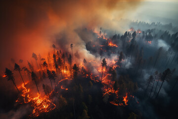 Fototapeta na wymiar Inferno Engulfs Forest Landscape
