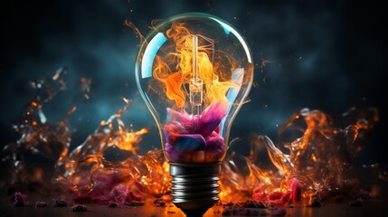 creative light bulb with colorful painting colors