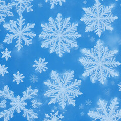 Naklejka na ściany i meble Frosty Greetings: Vector Illustration of Blue Christmas Card with Delicate White Snowflakes
