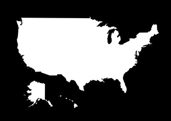 cartography US, map of the us outline on black background