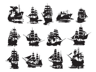 Ships, boats, cargo, logistics, transportation and shipping icons. Ships svg, ships png, ships jpeg, ships eps. Cut file cricut, silhouette