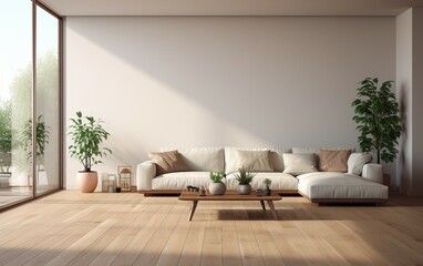 White Theme Living Room Interior Design