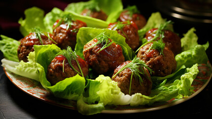 Meatballs on a bed of lettuce