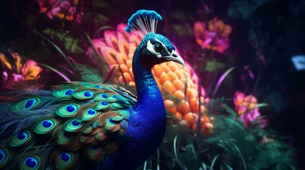 Abwaschbare Fototapete peacock in the aquarium © sdk