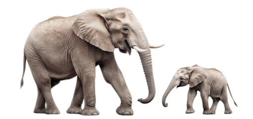 Big elephant and baby elephant, cut out