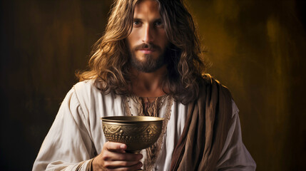 Jesus Christ and the Holy Grail.  - obrazy, fototapety, plakaty