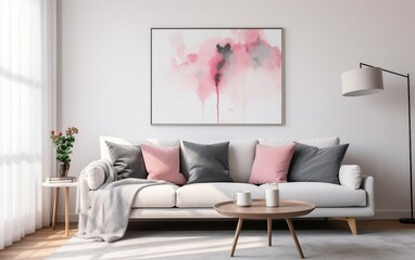 Sleek Grey Sofa in a Modern Living Room