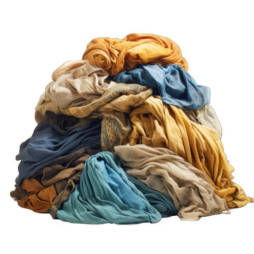 Pile of Dirty Clothes Isolated on Transparent or White Background, PNG