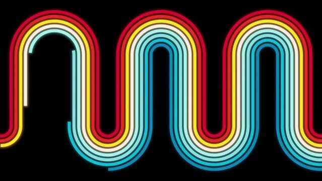 Vintage Striped Backgrounds, Loop Samples, Retro Colors from the 1970s 1980s, 70s, 80s, 90s. retro vintage 70s style stripes background footage lines. Transition loop shapes moving eighties style