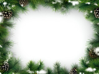 Obraz na płótnie Canvas Green pine frame background with copy space inside for text