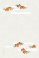 牡丹　かすみ　和風グラフィック素材　金箔散らし和紙　はがき比率