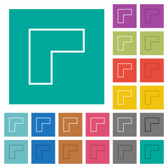 Top left 90 degrees angle arrow outline square flat multi colored icons
