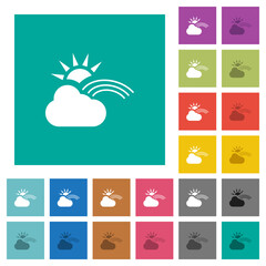 Sunny and rainbow weather square flat multi colored icons