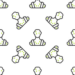 Line High human body temperature or get fever icon isolated seamless pattern on white background. Disease, cold, flu symptom. Vector