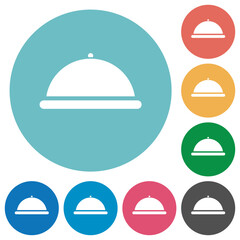 Food tray flat round icons