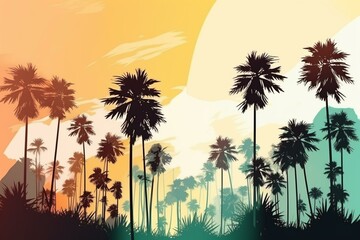Fototapeta na wymiar Isolated background with vibrant, healthy palm trees. Generative AI